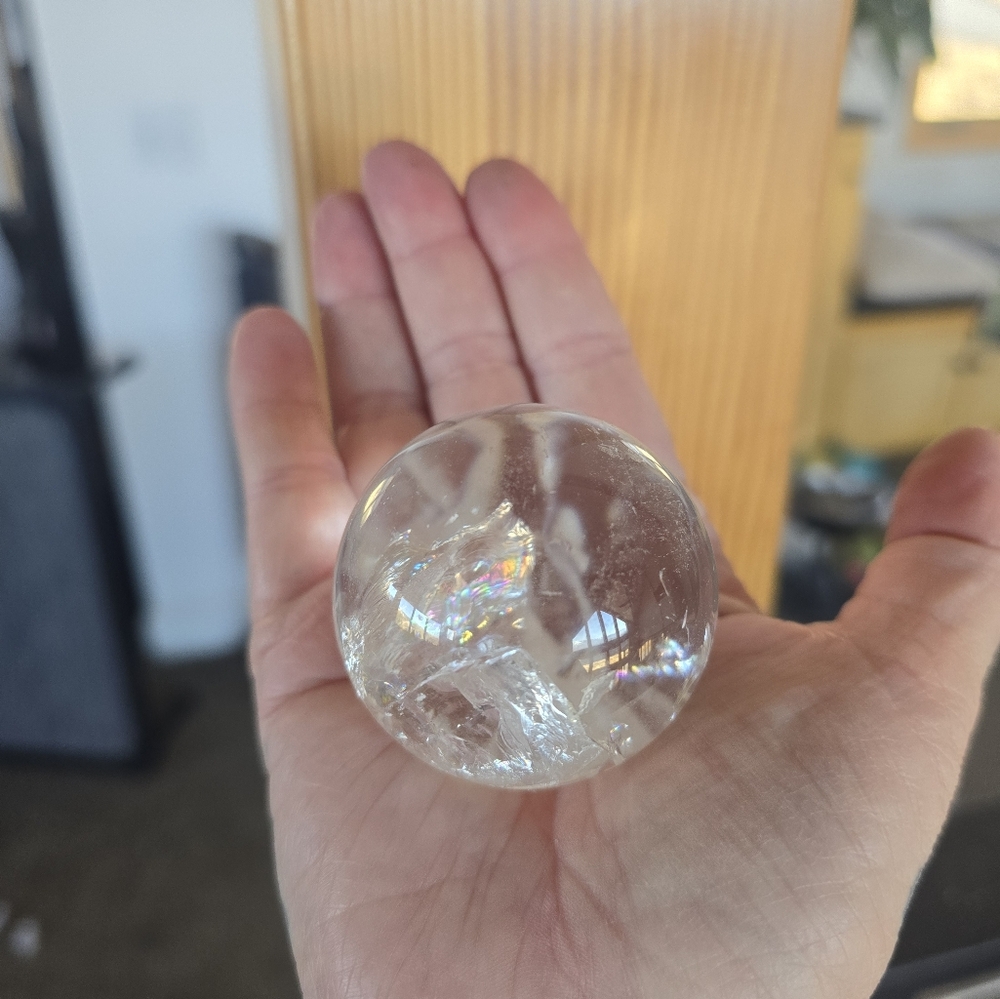 Quartz Crystal Sphere loads of fairy Rainbow Inclusions - Picture 6 of 11